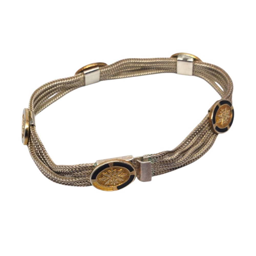 Sterling Silver & Gold Vermeil Multi Strand Foxtail Station Bracelet #20653